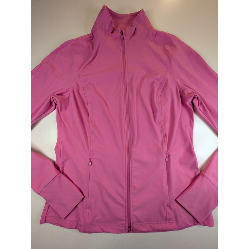 AVIA Women’s Small Pink Full Zip Athletic Jacket Thumbholes Pockets